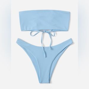 Never Worn - ZAFUL Lace-up Bandeau Bikini Set